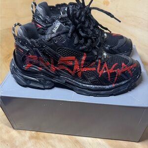 Balenciaga Black Sneakers with Red Detailing
